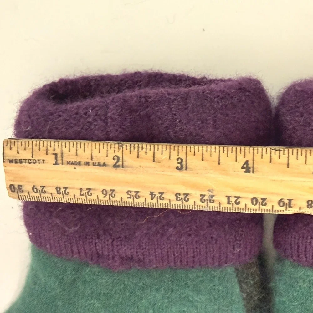 Handmade Upcycled Wool Mittens Purple Green Argyle Felted Sweater Mittens Women